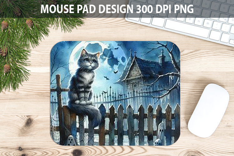 Watercolor Cat Mouse Pad Sublimation - Animal PNG