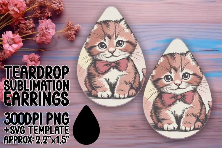 Bright Teardrop Earrings Template PNG , Valenines Animals