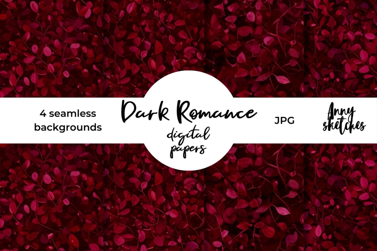 Red Leaves Seamless Pattern Dark Romance Background