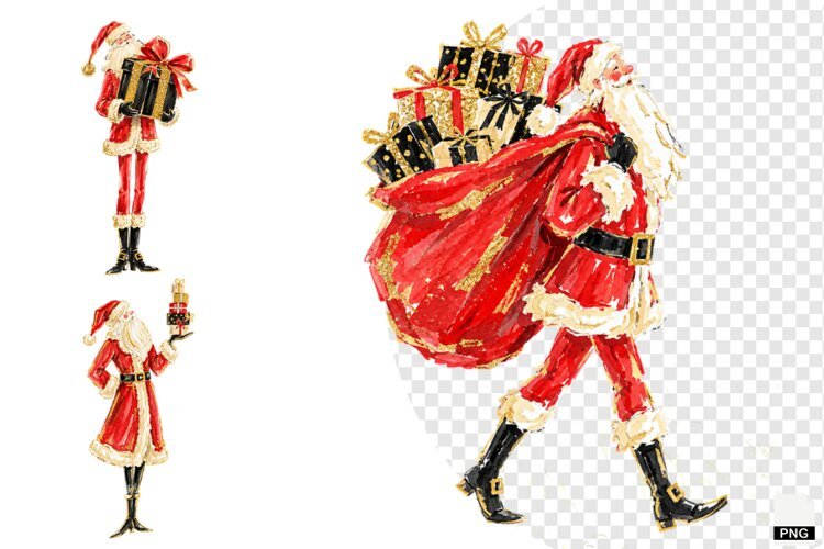 Santa With Presents PNG example image 1