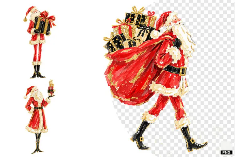 Santa With Presents PNG