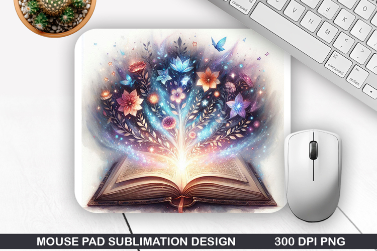 Book Flower Mouse Pad Sublimation, Animals Mouse Pad PNG