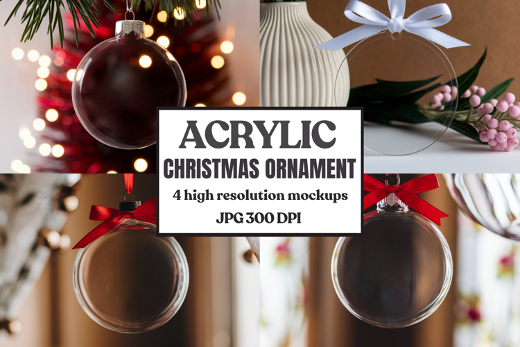 Acrylic Christmas Ornament Mockups | Clear Holiday Ornament