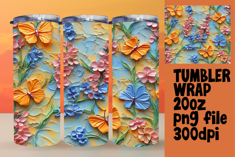 Handcrafted 20oz Tumbler Design , 3D Flower