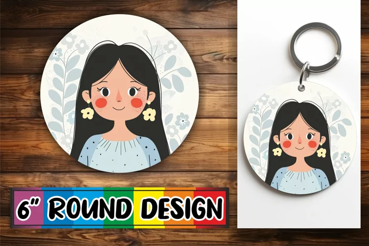 Feminine Watercolor Portrait Round Design PNG