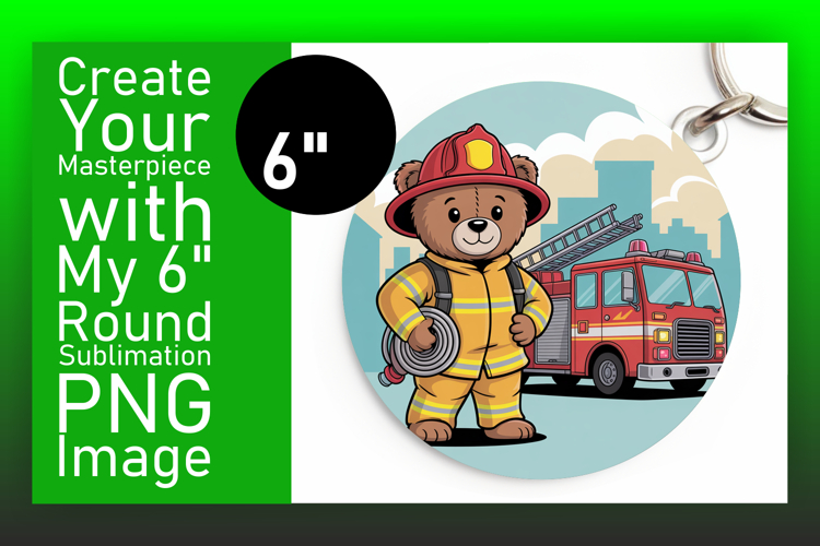 Artistic Keychain Round Design PNG , Cute Bear