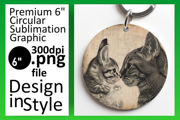 Adorable Feline Sublimation: Keychain   Coaster Collection