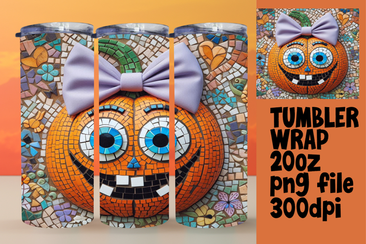 BEAUTIFUL 20oz Tumbler Wrap PNG , Cute Pumpkin