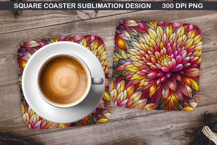 Flowers Coaster Sublimation, Spring Coaster PNG Design