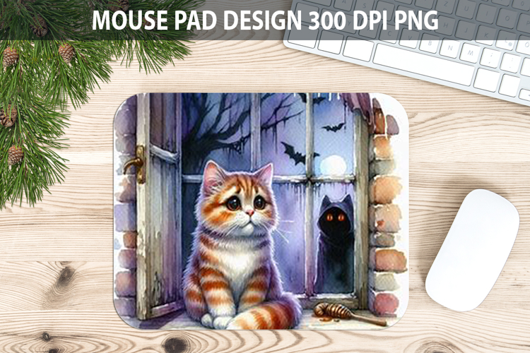 Watercolor Cat Mouse Pad Sublimation - Animal PNG