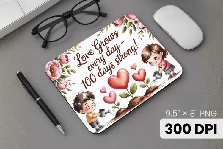 100 days of school Mouse Pad, Teacher PNG Sublimation Design