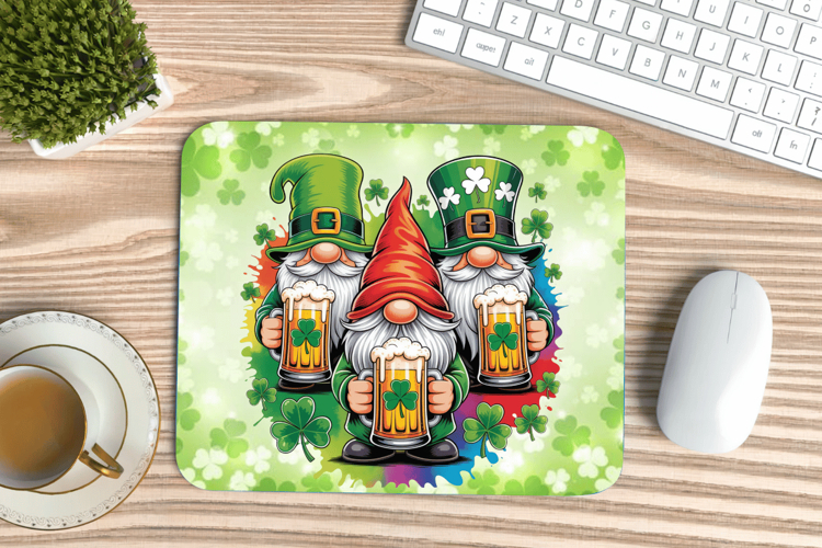 Funny Irish Gnomes with Beer Mouse Pad PNG Sublimation Desig