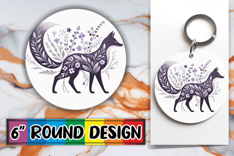 Joyful Coasters Circle PNG Style, Flower Animals
