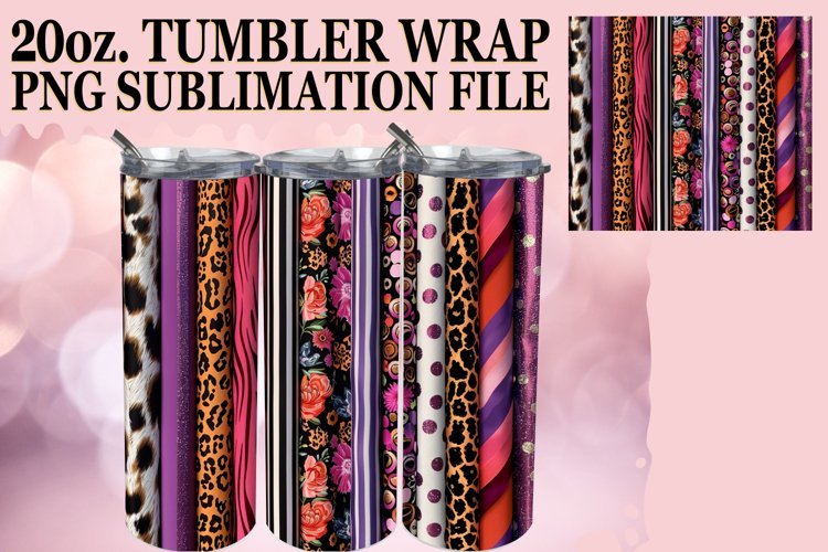 Vibrant 3D Leopard and Flower Tumbler Wrap Designs