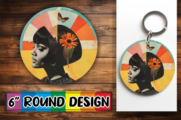 Black Woman Abstract Artistic Round Design Art PNG example image 1