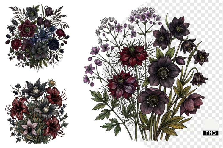 Goth Wildflowers Clipart