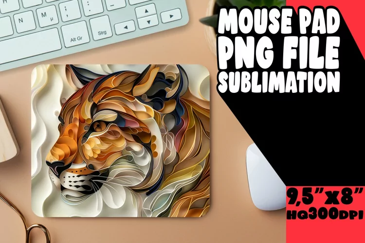 Feline Finesse Sublimation Mouse Pad - 3D Cat