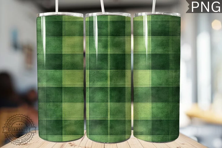 Green Plaid Tumbler Wrap - High Quality 300 Dpi