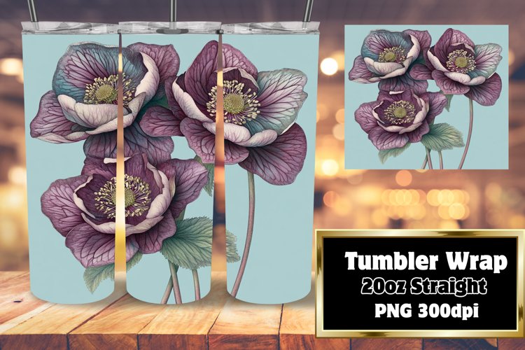 Watercolor Flower Wrap Design Sublimation Tumbler 20oz