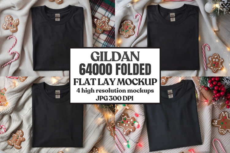 Gildan 64000 Folded Christmas Flat Lay T-shirt