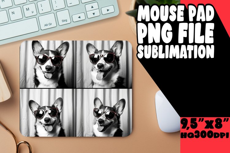 Whimsical Puppy Image Sublimation Mouse Pad Template for Cre