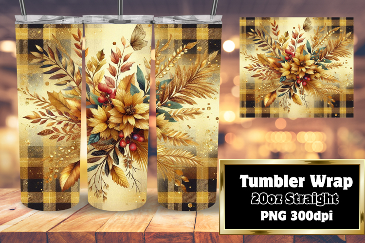 DIY 20oz Tumbler Wrap File , Autumn Flower