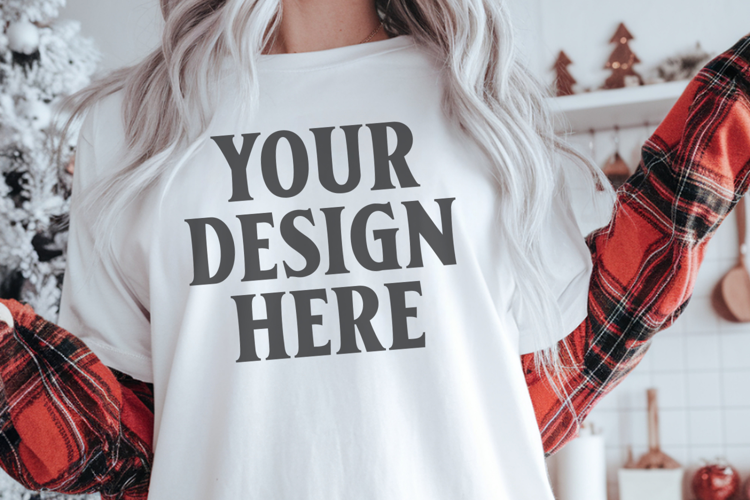 White Christmas Comfort Colors 1717 Mockups, CC 1717 m