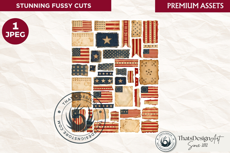 USA Vintage Patriotic fussy cut ephemera tag and bookmark