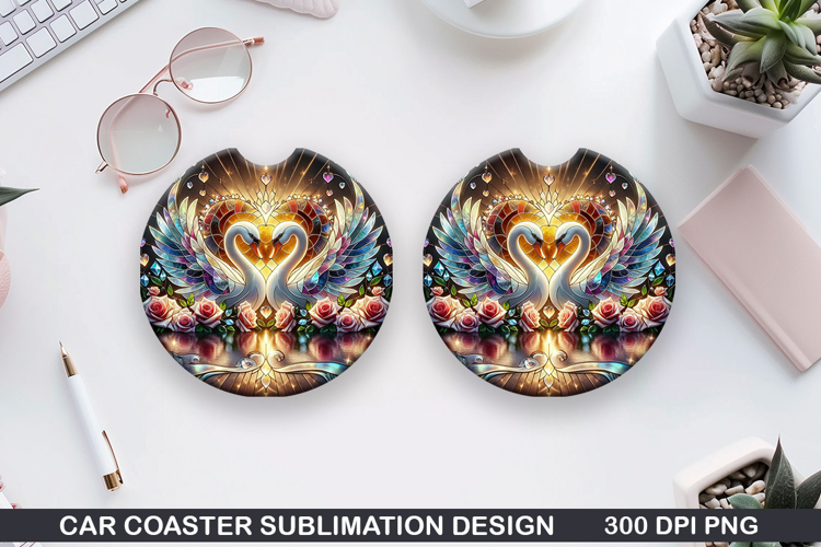 Flamingo Car coaster sublimation, Valentines Coaster PNG