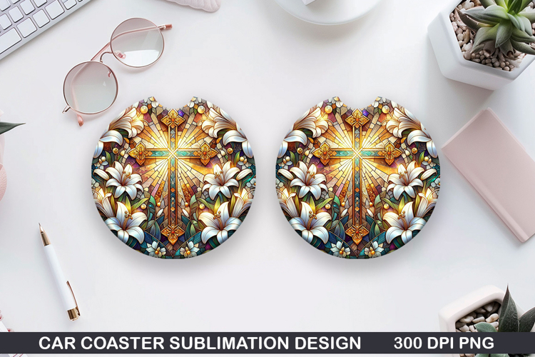 Car coaster sublimation, Easter Coaster PNG Design