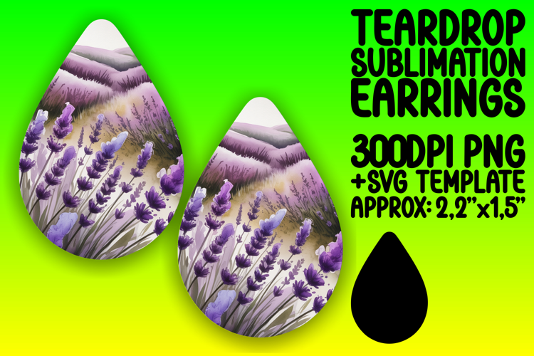 Unique Teardrop Earrings PNG Template , Flowers