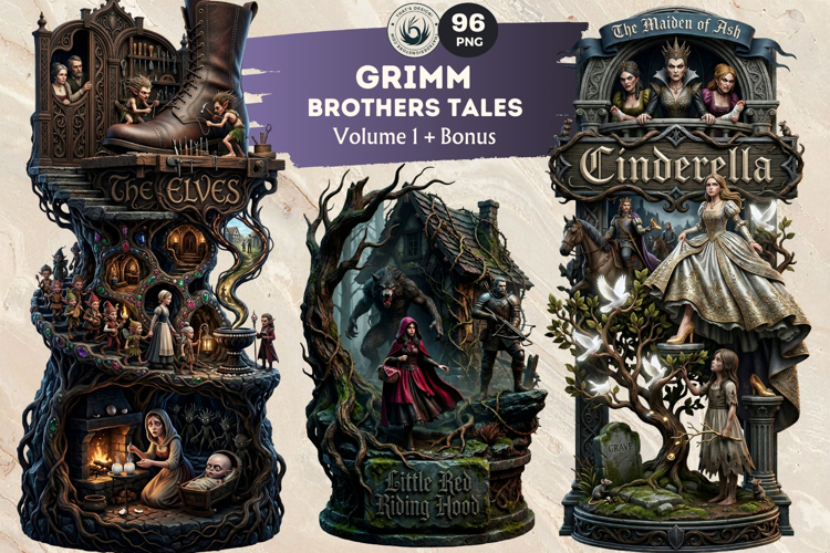 Grimm Brothers Tales Dark Fairytale Cliparts children book