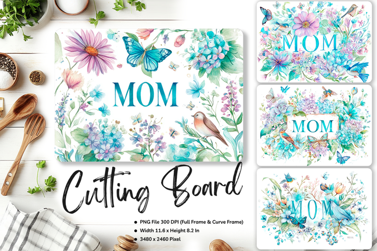 Mom Flower Cutting Board Mother's Day Kitchen Board Gift_96