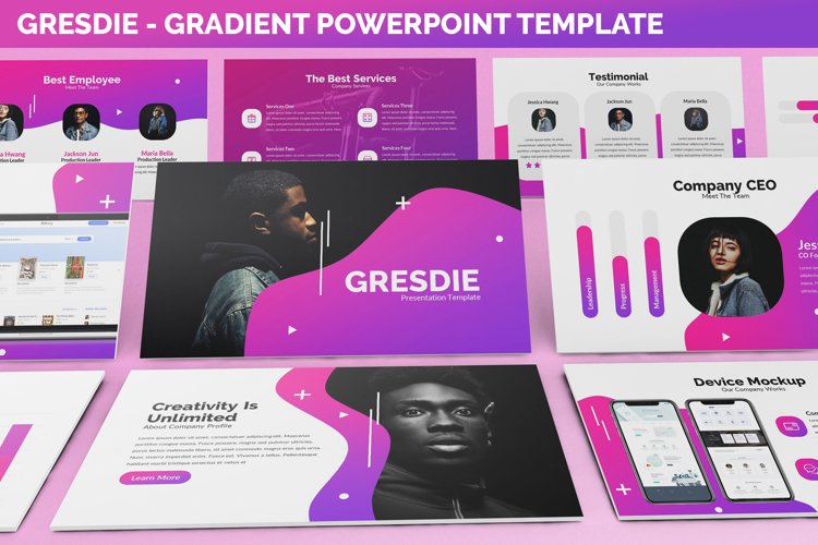 Gresdie - Gradient Abstract Powerpoint Template example image 1