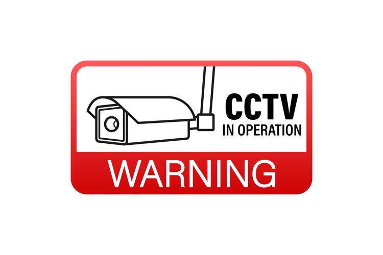 Icon with cctv on white background. Silhouette symbol. example image 1
