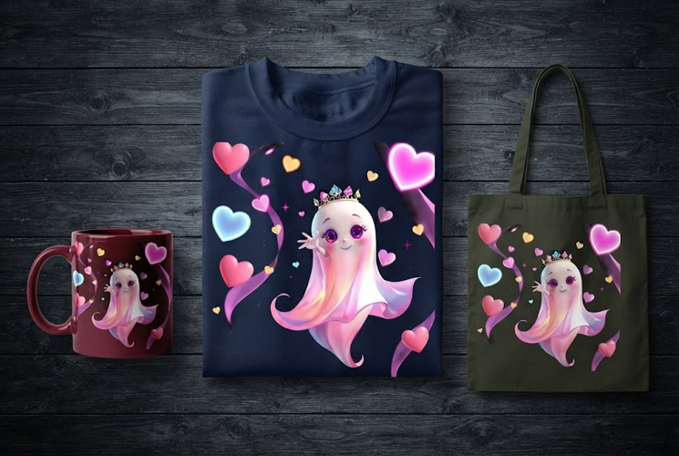 Ghost Princess PNG | Cute Valentine Kawaii Ghost Clipart
