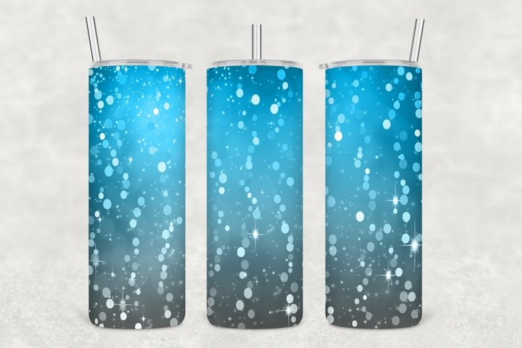 Blue Grey Glowing Glitter Tumbler Wrap Sublimation