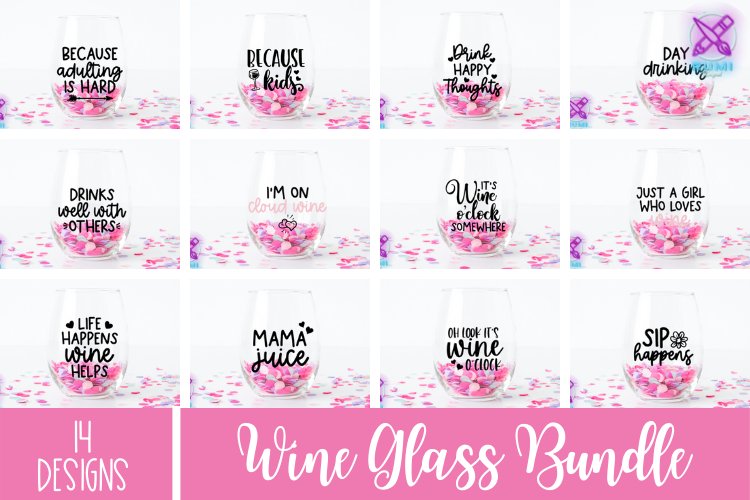 Funny Wine Quote SVG Bundle, Wine Glass Cut File example image 1