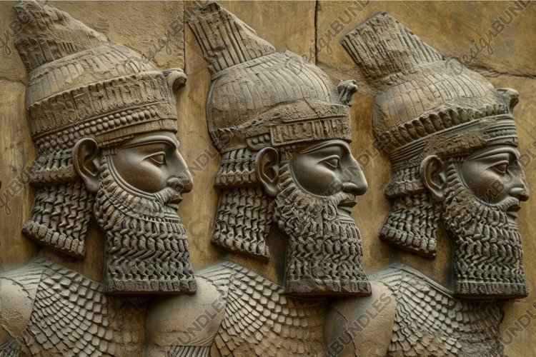 Captivating Old wall painted with Assyrian queens. Generate