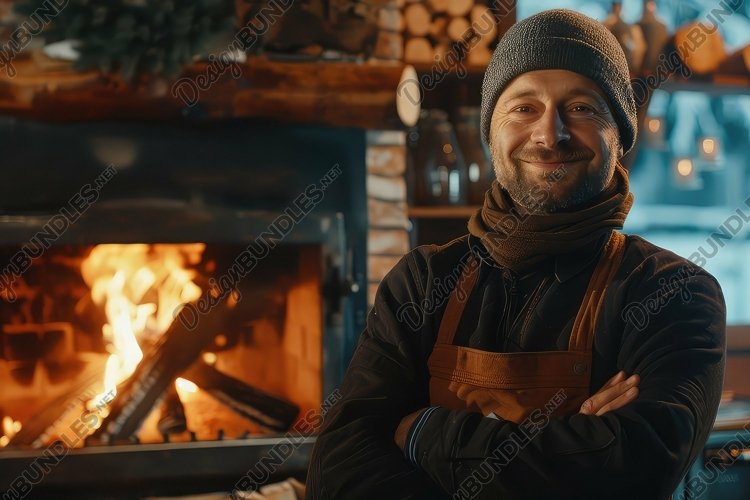 Man in Heating Room Background Wallpaper example image 1