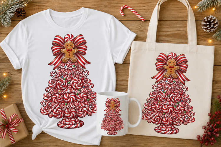 Gingerbread Candy Land Christmas Tree Illustration Design