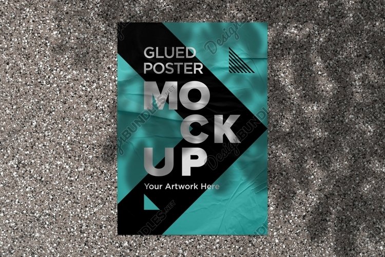 Glued and Crumpled Poster Mockup with Shadow Overlay example image 1