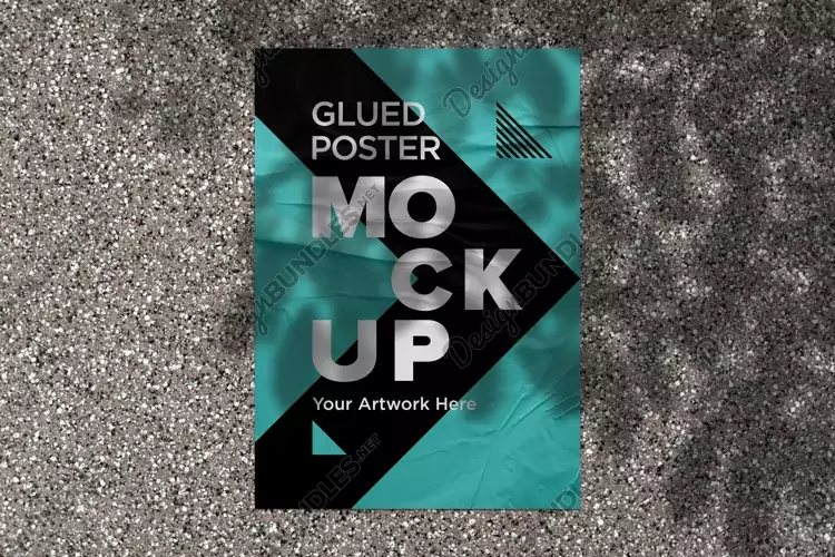 Glued and Crumpled Poster Mockup with Shadow Overlay