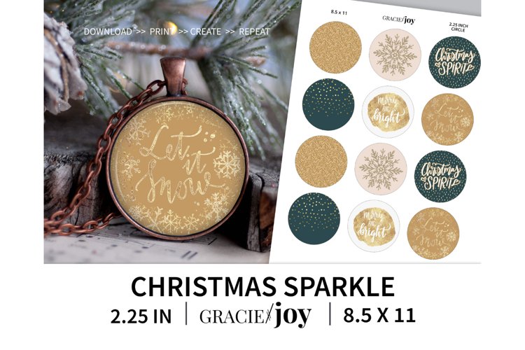 Christmas Sparkle 2.25 inch digital collage sheet example image 1