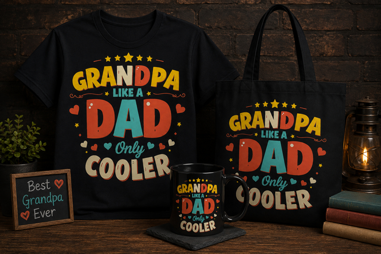 Grandpa Like a Dad Only Cooler PNG | Funny Grandpa Design