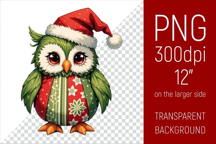 Christmas Owl PNG | Christmas Sublimation Design example image 1