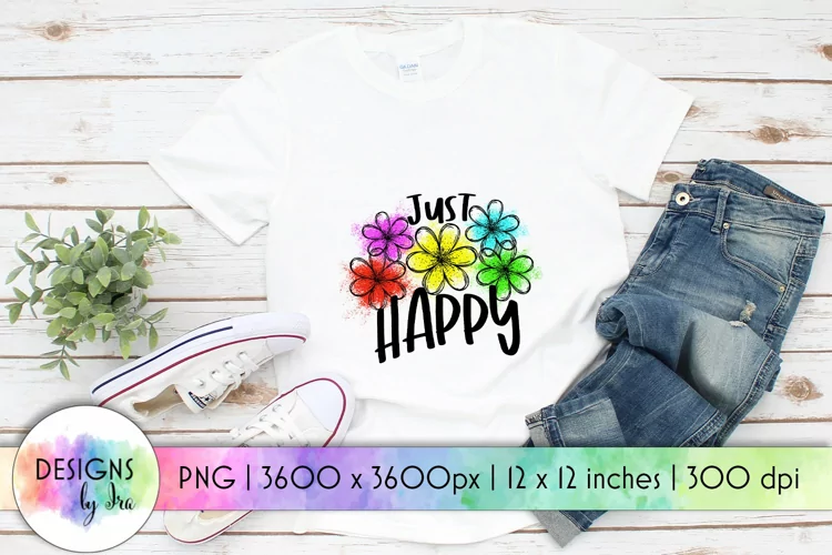 Positive Quotes Sublimation | Rainbow Flowers | Just Happy