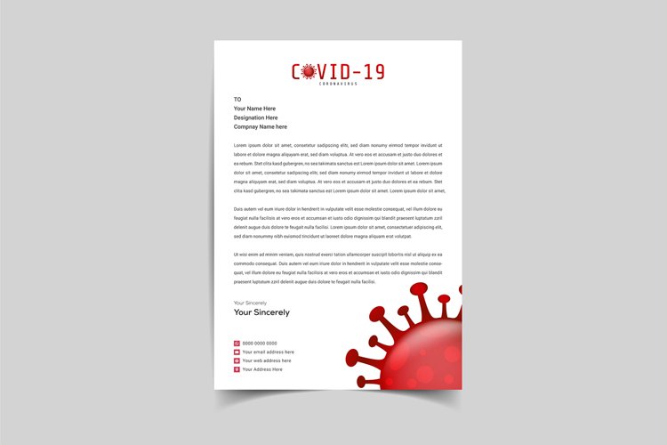 Covid-19 Corona virus concept letterhead template design. example image 1