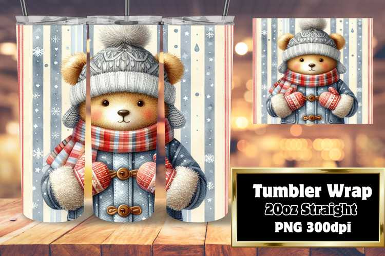 GREAT GIFT 20oz Tumbler Wrap , Teddy Bear