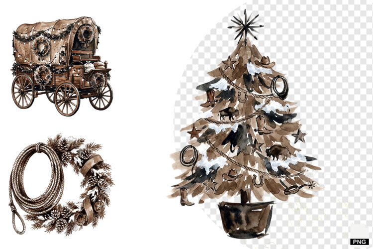 Christmas Festive Western Clipart example image 1